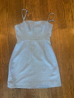 French Connection Blue Floral Dot Spaghetti Strap Dress